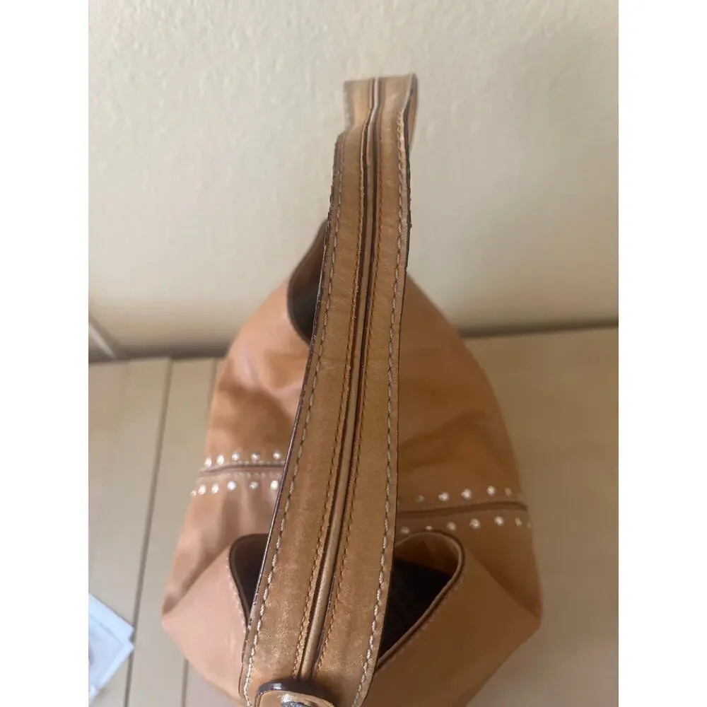 Michael Kors Tan Leather Studded Hobo Bag - Picture 4 of 8